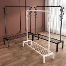 Rack de secagem interior piso simples varanda rack de roupas quarto doméstico móvel retrátil cabide de haste de roupas