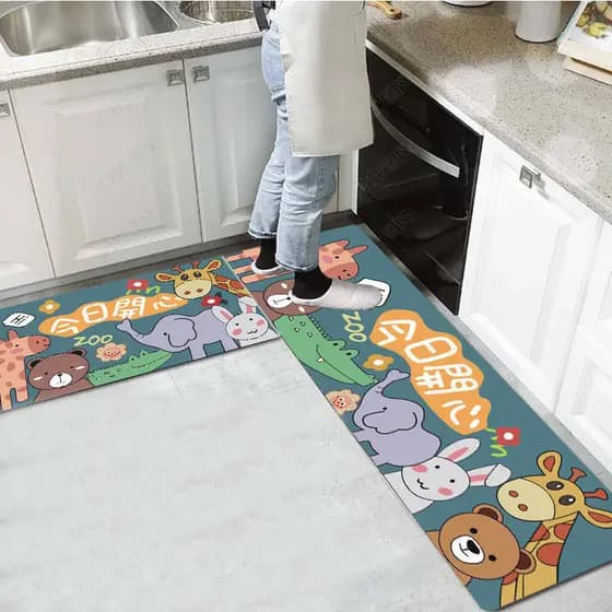 J desenho animado longo tapete de cozinha porta entrada tapete antiderrapante anti-queda tapete absorvente para pés à pr