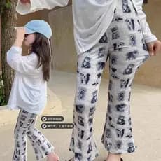 Meninas calças 2025 verão novo estilo crianças bebê verão calças de seda gelo impressão completa cintura alta magro-ajus