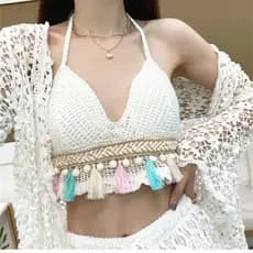 Halterneck malha pequeno colete estilingue com almofada no peito Halter volta oco tubo superior bordado colete feminino