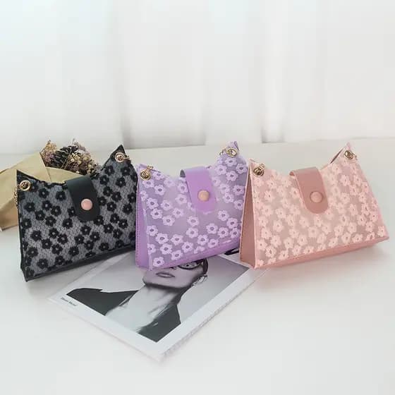 Saco bags2023 verão fresco transparente corrente axilas saco renda flor mensageiro saco feminino Mini saco do telefone m