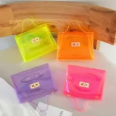 Cross-Border doce cor senhoras transparente PVC geléia saco 2022 verão novo produto Diagonal ombro bolsa de moedas do te