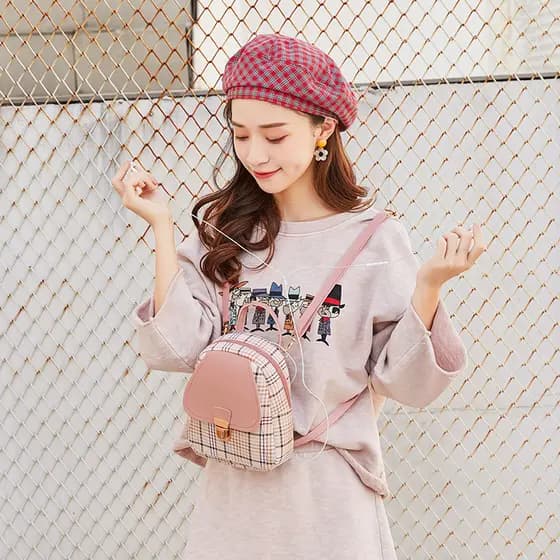 Mini mochila mochila 2021 novo estilo na moda versão coreana moda All-Match bolsa feminina contraste cor estudante saco