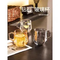 Com alça de vidro Hexagonal doméstico High-End sentimento sala estar beber copo luz estilo luxo copo leite café suco cop
