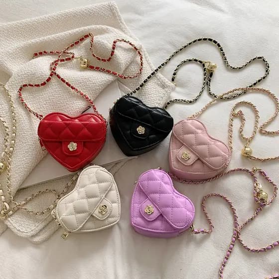 Versão coreana sacos infantis 2025 novo estilo moda amor menina saco do mensageiro moda menina cintura saco moeda na mod