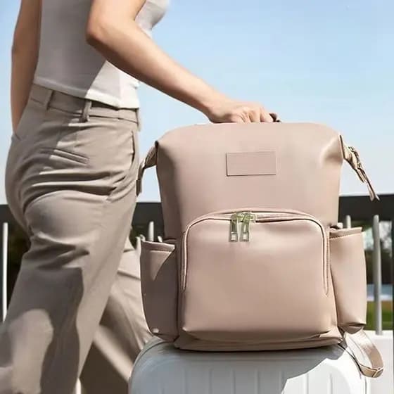 Mamãe saco de couro do plutônio de alta aparência Multi-função viagem leve mãe bebê saco mãe 2025 novo estilo mochila ta