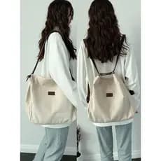 Mochila de três propósitos 2026 novo estilo mochila escolar feminina estudante universitário bolsa de lona feminina ombr