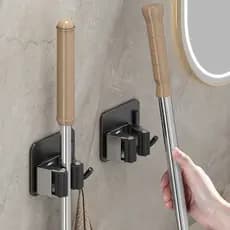 Casa fivela mop clipe Extra grosso de aço inoxidável sem perfuração gancho mop fixado na parede banheiro vassoura coleçã