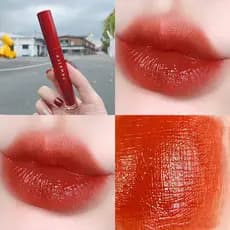 Tubo vermelho brilho labial veludo fosco podre tomate cor clareamento não é fácil de desbotar brilho labial batom brilho