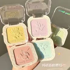 Candy Candy Bella Soft Mist Blush Natural à prova d'água Blush Roxo Blush Amarelo Fosco Fino Brilhante Brilho Renderizaç