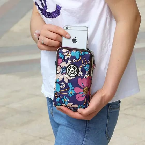 Bolsa de ombro estampada para celular, bolsa feminina Diagonal, Casual, pequena, bolsa de braço de pulso, Halter, pescoç