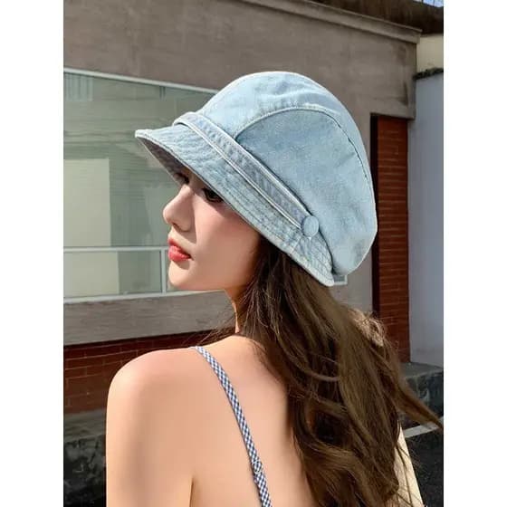 Dadongmen mesmo estilo feminino 2024 novo estilo boina de Cowboy pilha balde chapéu três em um influenciador All-Match