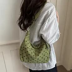 Retro Polka Dot veludo axilas bolsa feminina grande capacidade All-Match bolsa de ombro bolsa Casual