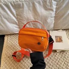 Laranja pequeno quadrado saco feminino leve à prova dwaterproof água saco do mensageiro Casual All-Match saco de peito s