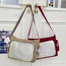 2026 novo estilo saco de dor grade transparente grande capacidade saco do mensageiro mochila estudante japonês