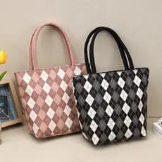 Bolsa feminina portátil treliça pequeno saco 2023 novo estilo de grande capacidade couro macio pequeno portátil trabalho