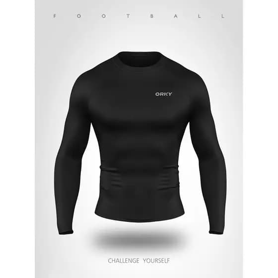 ORKY Wokai calças de futebol masculinas Base de manga comprida roupas de Fitness de secagem rápida respirável treinament
