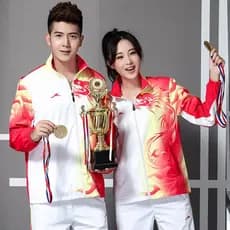 Outono inverno Badminton uniforme terno de manga comprida jaqueta feminina masculina dragão padrão colarinho prêmio unif