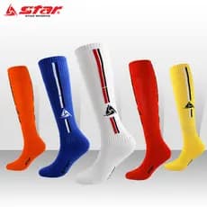 Meias de futebol infantil Star/Shida para meninos estilo competição meias acima do joelho absorventes de suor