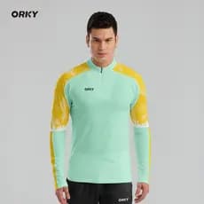 ORKY Wokai futebol de manga comprida terno de treinamento outono inverno conjunto superior equipe meio zíper escovado qu