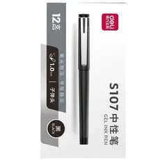 Deli Gel caneta S107 caneta titular curso grosso 1.0mm negrito estudante escritório negócios preto assinatura caneta