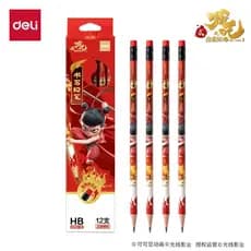 Deli NZ992 Nezha Série Haste Redonda Nezha's Demon Boy Chaohai Co-Branded Lápis de Escrita Mix 12 unidades/caixa