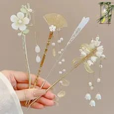 Novo estilo chinês borla flor hairpin feminino High-End volta cabeça placa hairpin Hanfu Cheongsam de madeira hairpin He