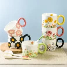 Caneca de cerâmica fofa, xícara de café, leite, café da manhã, menina, casal, grande capacidade, escritório, copo de águ