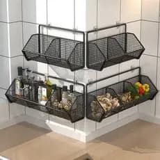 Cebola gengibre alho parede pendurado Rack cozinha doméstico multifuncional perfuração-livre armazenamento de parede fer