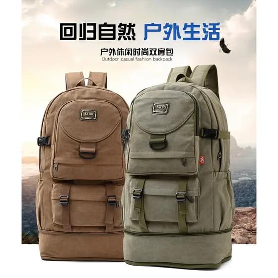 Super grande capacidade saco de montanhismo ao ar livre engrossado mochila de lona pura das mulheres dos homens mochila