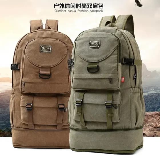 [Expansável] Mochila de lona de Super grande capacidade Mochila de viagem ao ar livre Homens Mulheres Bolsa de caminhada