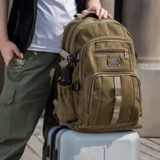 Nova mochila masculina Retro na moda lona mochila 60 litros grande capacidade viagem ao ar livre montanhismo mochila