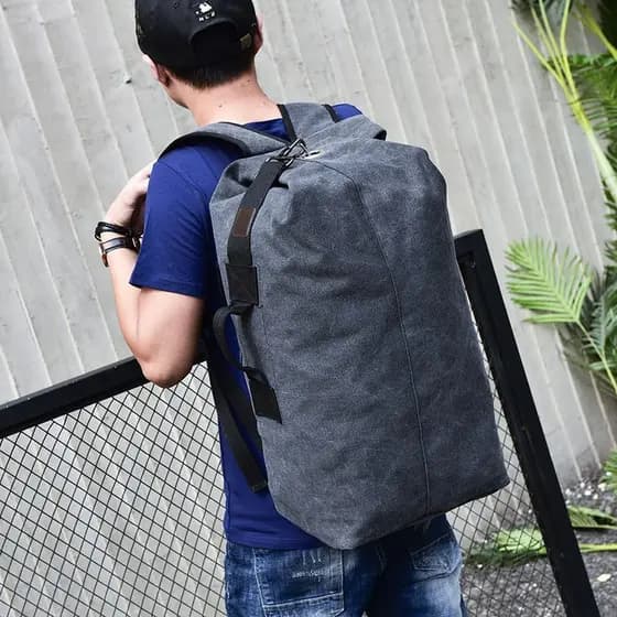Mochila de lona masculina esportes ao ar livre saco de viagem mochila masculina saco de bagagem simples Super grande cap