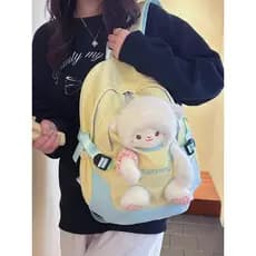 Mochila feminina estudante do ensino fundamental bonito pequena lã de pelúcia dos desenhos animados mochila feminina est