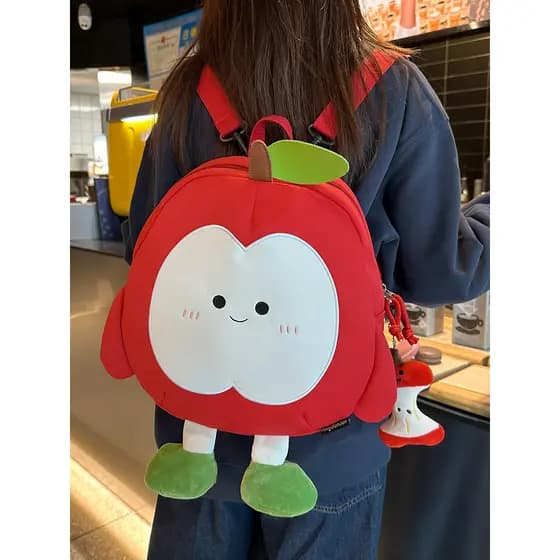 Mini mochila feminina bonito maçã vermelha mochila japonês dos desenhos animados mochila moda nicho pano saco estudante