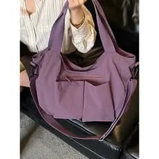 Casual estilo simples grande capacidade sacola feminina bolsa de lona multi-bolso Commuter saco do mensageiro leve multi