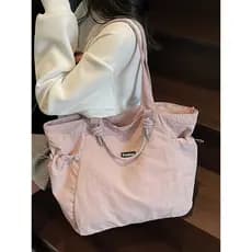 Simples estilo preguiçoso bolsa de lona feminina 2025 novo estilo versão coreana High-End sentir portátil grande saco Ou