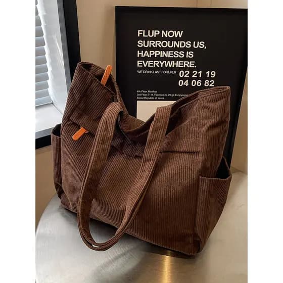 Bolsa de ombro retrô americana 2026 primavera novo estilo bolsa de veludo grande capacidade com vários compartimentos sa