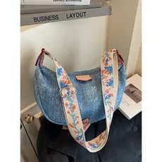 Bolsa mensageiro moda Denim bolinho saco feminino 2026 versão coreana novo estilo grande capacidade de um ombro All-Matc