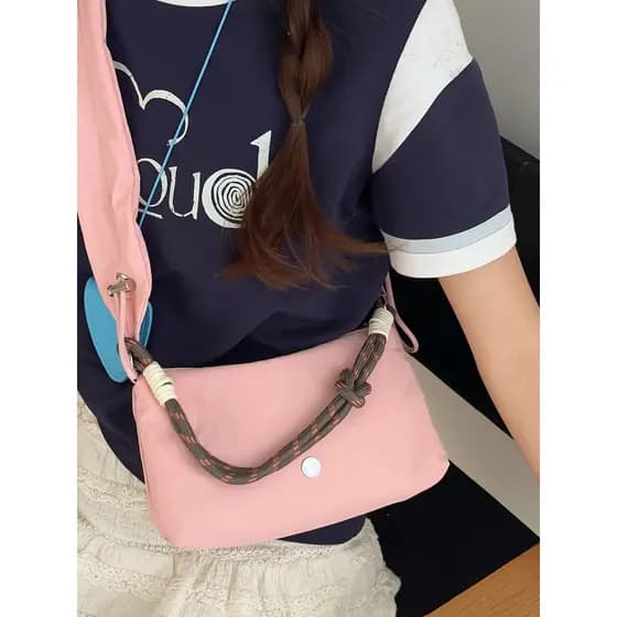 2026 verão novo estilo plissado bolsa feminina grande capacidade Commuter náilon saco do mensageiro trabalho de alta val