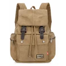 Mochila grande de lona pura unissex, estudante universitário, retrô, cordão, bolsa escolar, bolsa de viagem, 53cm, mochi