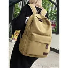 Mochila das mulheres dos homens engrossado saco de lona Campus estudantes tamanho médio saco de escola simples viagem co