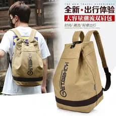 Genuíno boa qualidade lona cilindro mochila Unisex único na moda mochila saco de pano viagem esportes Multi-Purpose saco