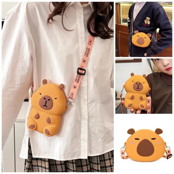 Crianças sacos meninos meninas bonito Kapibara Silicone Mini moeda bolsa meninas pequena capivara viagem saco do mensage