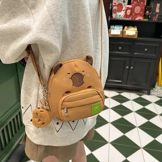 Kapibara Capivara Bolsa Mensageiro Menina Bolsa de Ombro de Viagem Bonito Desenho Animado Luz Lanche Bolsa de Pano Moda