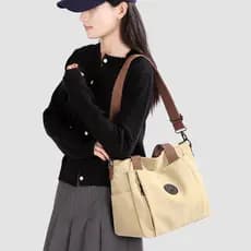 Casual simples bolsa de lona feminina grande capacidade portátil saco do mensageiro All-Match Commuter sacola portátil s