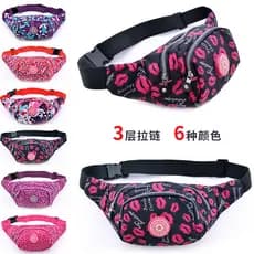 Bolsa feminina bolsa de cintura novo estilo impresso três camadas ombro mensageiro bolsa pequena esportes ao ar livre vi