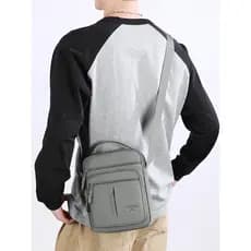 Novos homens Multi-bolso saco do mensageiro leve Commuter saco de ombro masculino saco do mensageiro Vertical quadrado b
