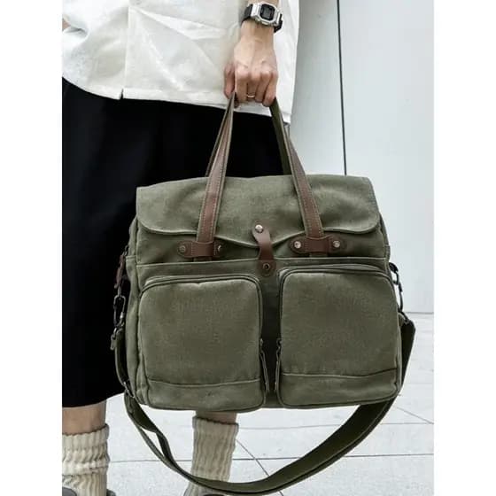Casual negócios portátil maleta masculina lona estudante mochila de grande capacidade Commuter saco de um ombro Cross-co
