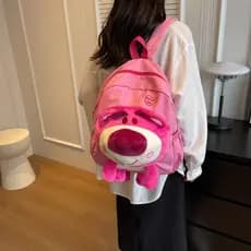 2024 novo estilo bonito morango urso mochila crianças dos desenhos animados leve mochila de viagem menina saco de escola